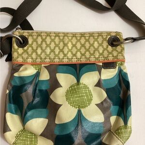 Fossil Green and Teal Floral Crossbody Bag